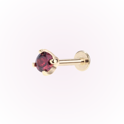January – Garnet Prong Set Threadless Flat Back Stud