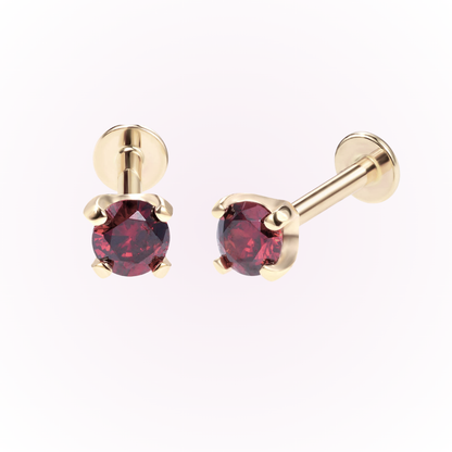 January – Garnet Prong Set Threadless Flat Back Stud