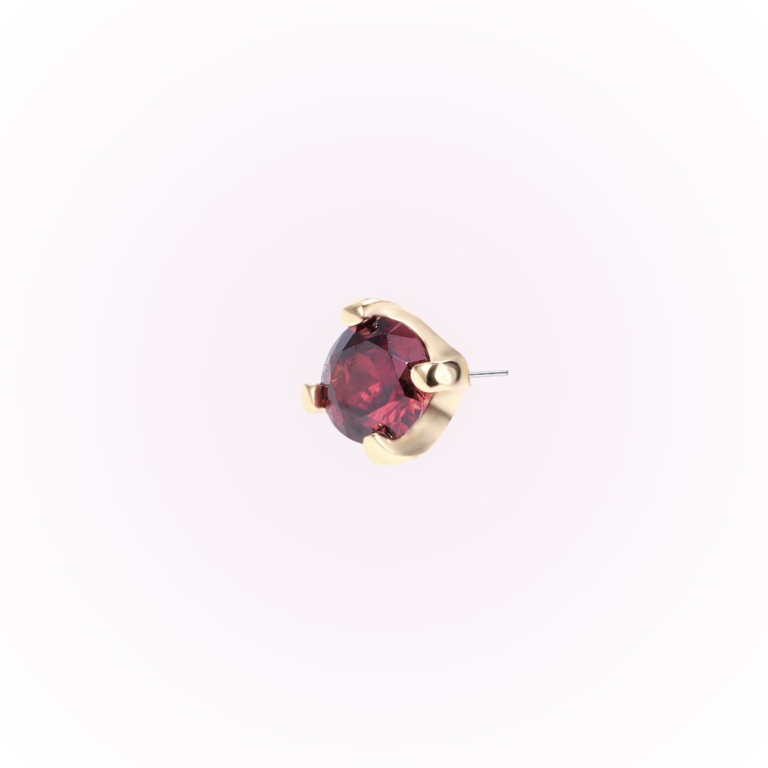 January – Garnet Prong Set Threadless Flat Back Stud