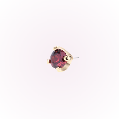 January – Garnet Prong Set Threadless Flat Back Stud