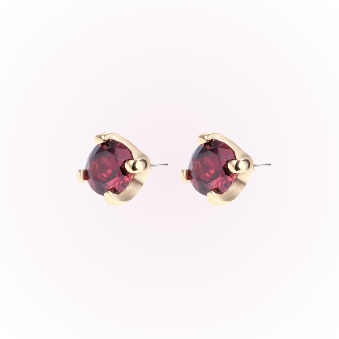 January – Garnet Prong Set Threadless Flat Back Stud