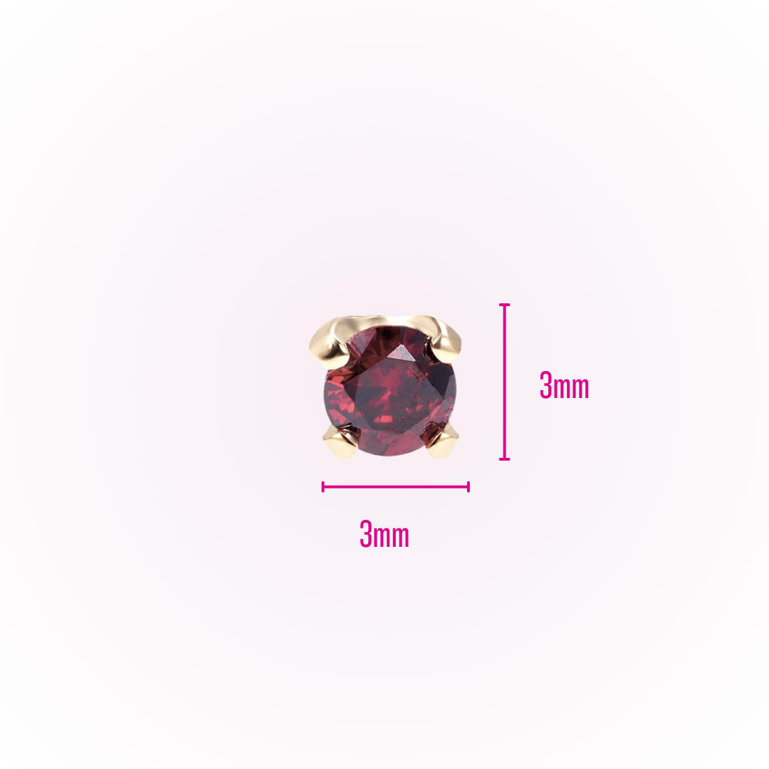 January – Garnet Prong Set Threadless Flat Back Stud