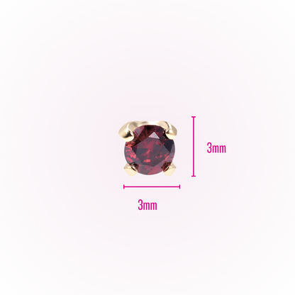 January – Garnet Prong Set Threadless Flat Back Stud