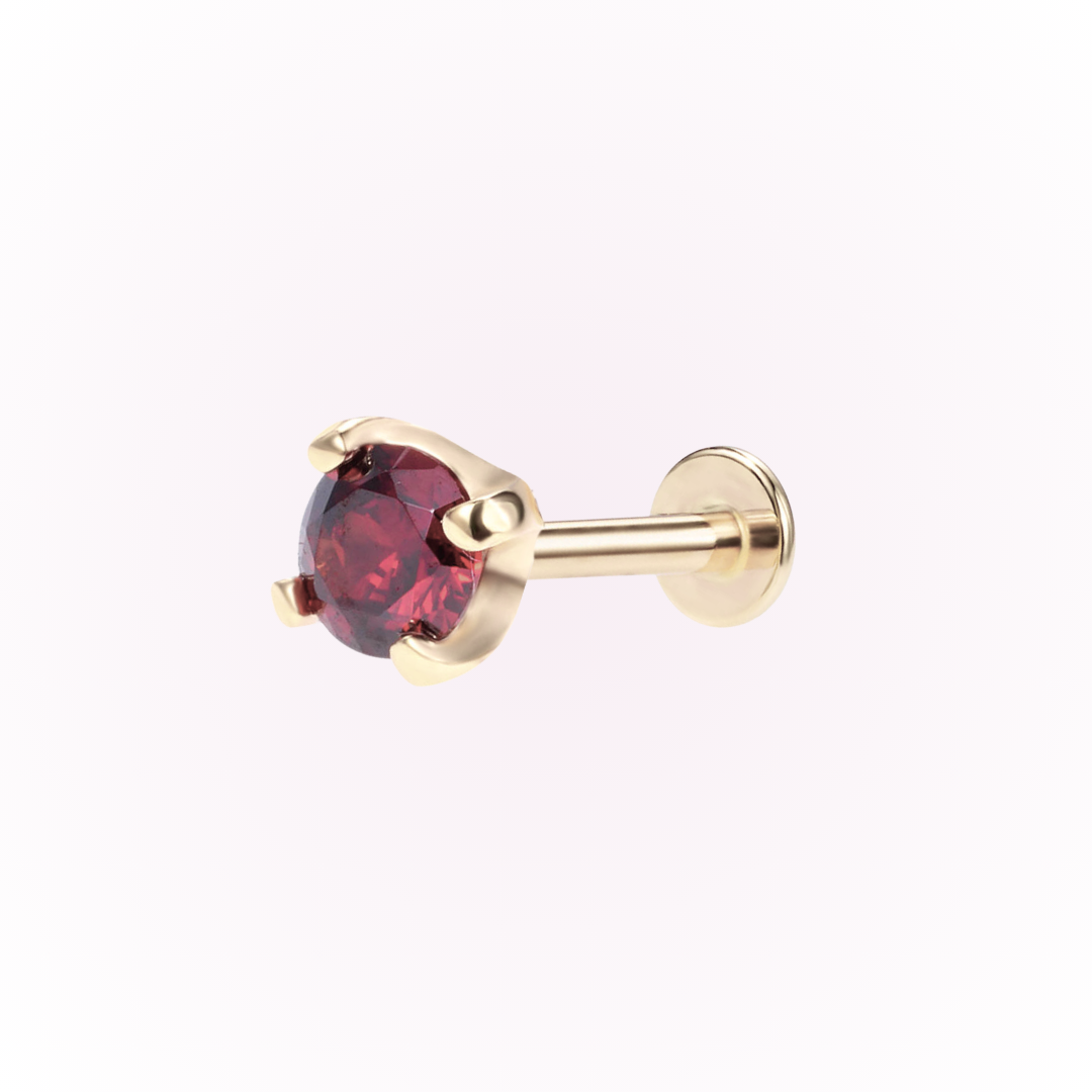 January – Garnet Prong Set Threadless Flat Back Stud
