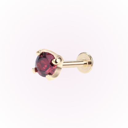 January – Garnet Prong Set Threadless Flat Back Stud