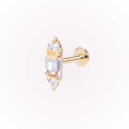 Modern – Baguette Bar Cubic Zirconia Threadless Flat Back Stud