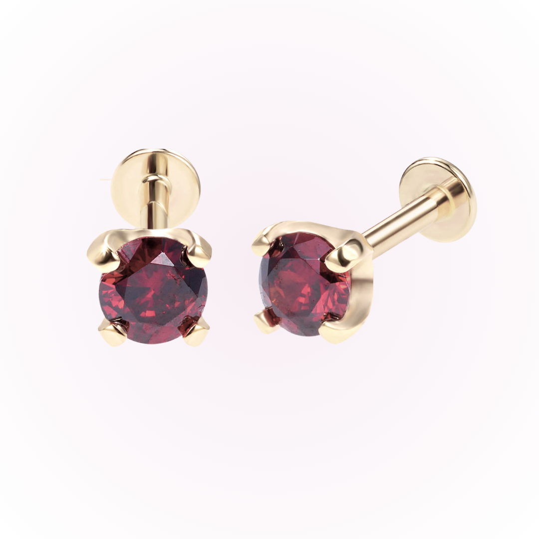 January – Garnet Prong Set Threadless Flat Back Stud