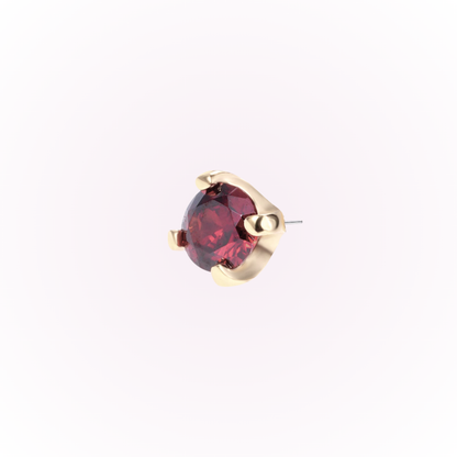 January – Garnet Prong Set Threadless Flat Back Stud