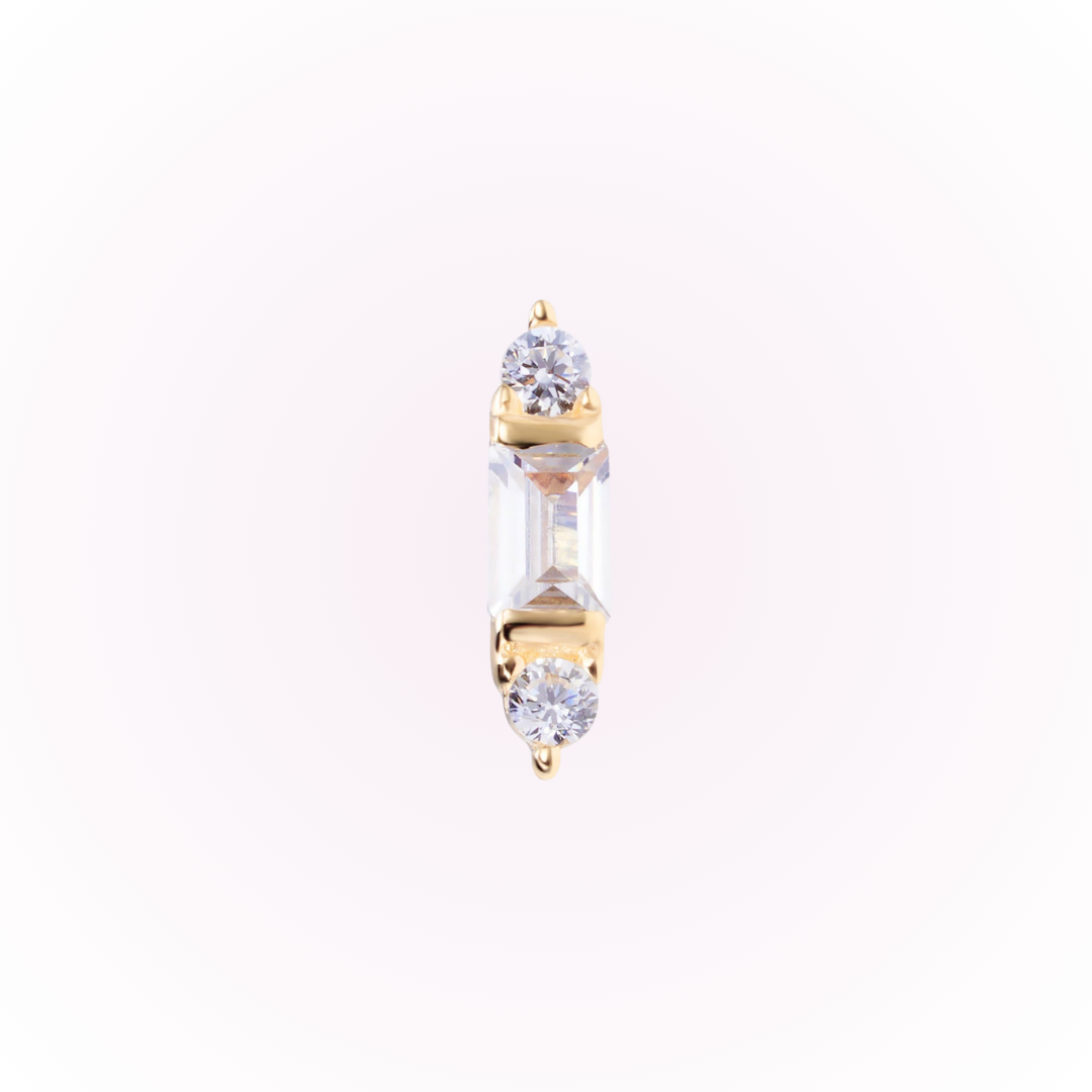 Modern – Baguette Bar Cubic Zirconia Threadless Flat Back Stud