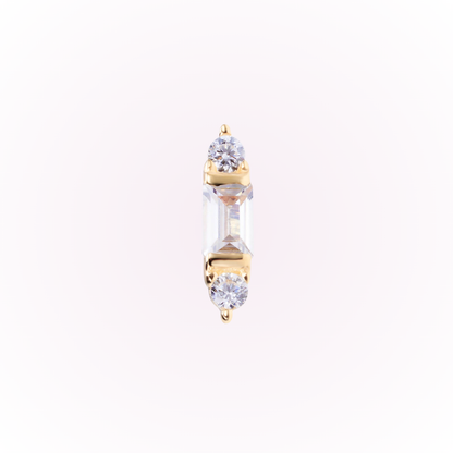 Modern – Baguette Bar Cubic Zirconia Threadless Flat Back Stud