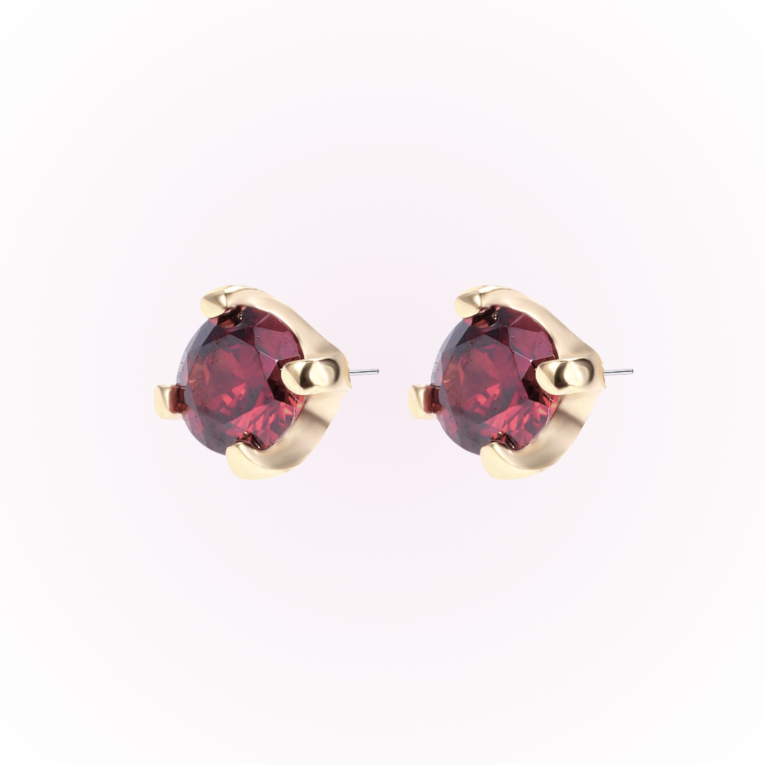 January – Garnet Prong Set Threadless Flat Back Stud