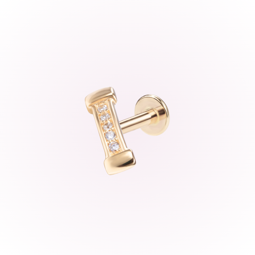 Connection – “I” Bar Cluster Cubic Zirconia Threadless Flat Back Stud