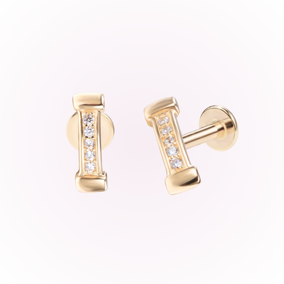 Connection – “I” Bar Cluster Cubic Zirconia Threadless Flat Back Stud