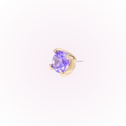 February – Amethyst Prong Set Threadless Flat Back Stud