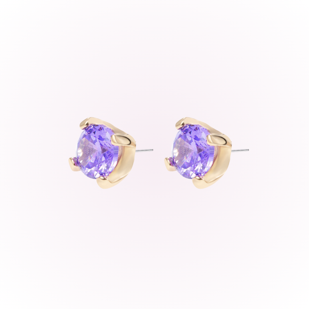 February – Amethyst Prong Set Threadless Flat Back Stud