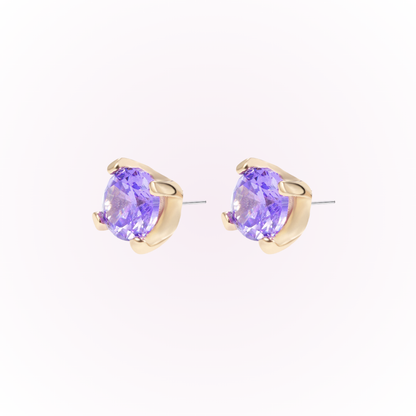February – Amethyst Prong Set Threadless Flat Back Stud