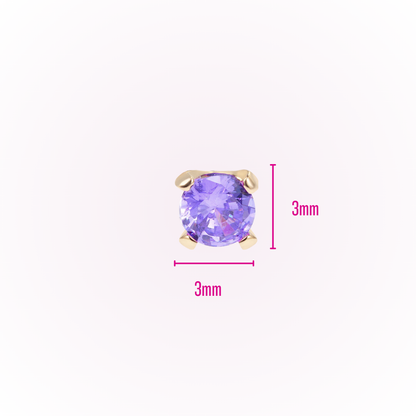 February – Amethyst Prong Set Threadless Flat Back Stud