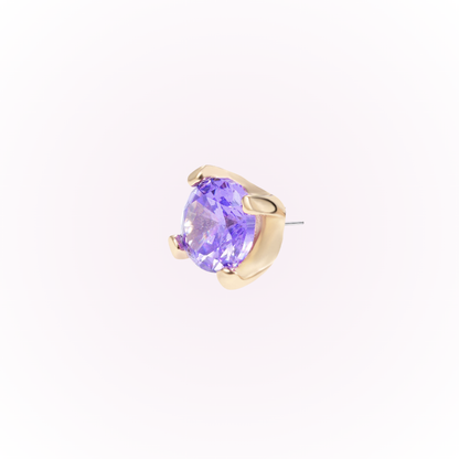 February – Amethyst Prong Set Threadless Flat Back Stud