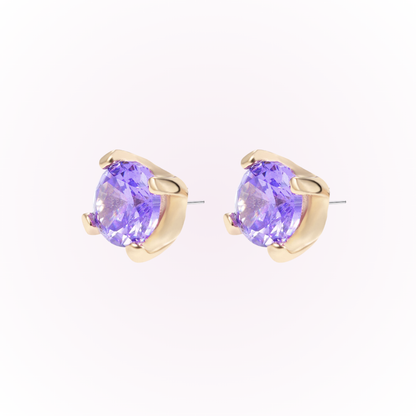 February – Amethyst Prong Set Threadless Flat Back Stud
