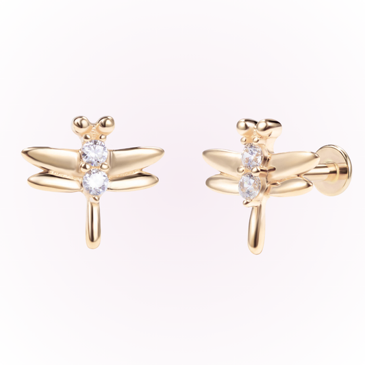 Transform – Dragonfly Cubic Zirconia Threadless Flat Back Stud