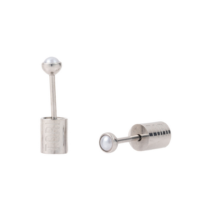 "Mikaela" Pearl in Stainless Steel – Sold as a Pair or Individually