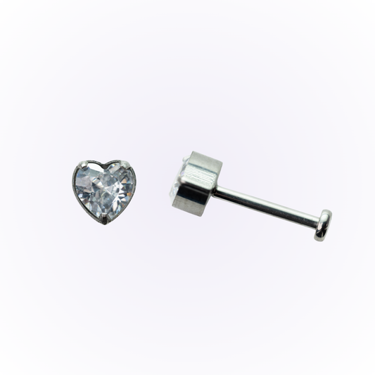 Affection – Heart Cut Cubic Zirconia Threadless Flat Back Stud