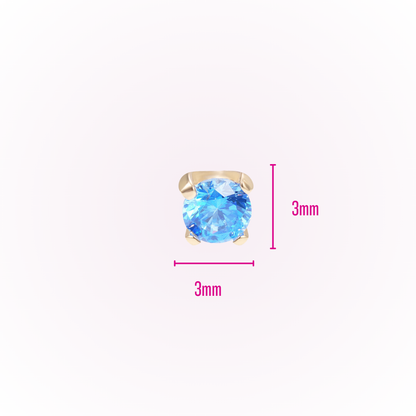 March – Aquamarine Prong Set Threadless Flat Back Stud