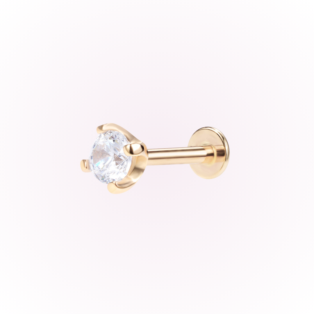 April – Cubic Zirconia Prong Set Threadless Flat Back Stud