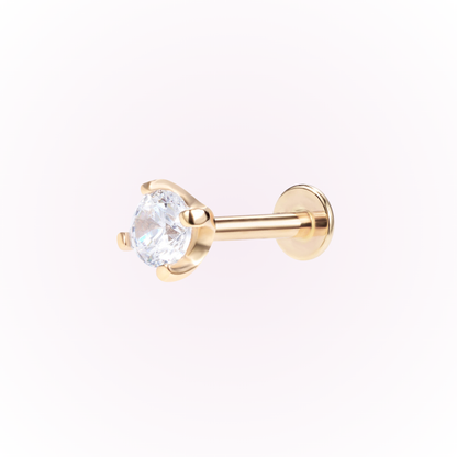 April – Cubic Zirconia Prong Set Threadless Flat Back Stud