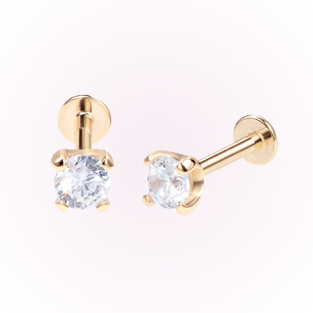 April – Cubic Zirconia Prong Set Threadless Flat Back Stud
