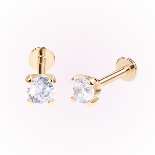 April – Cubic Zirconia Prong Set Threadless Flat Back Stud