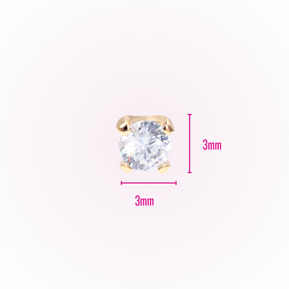 April – Cubic Zirconia Prong Set Threadless Flat Back Stud