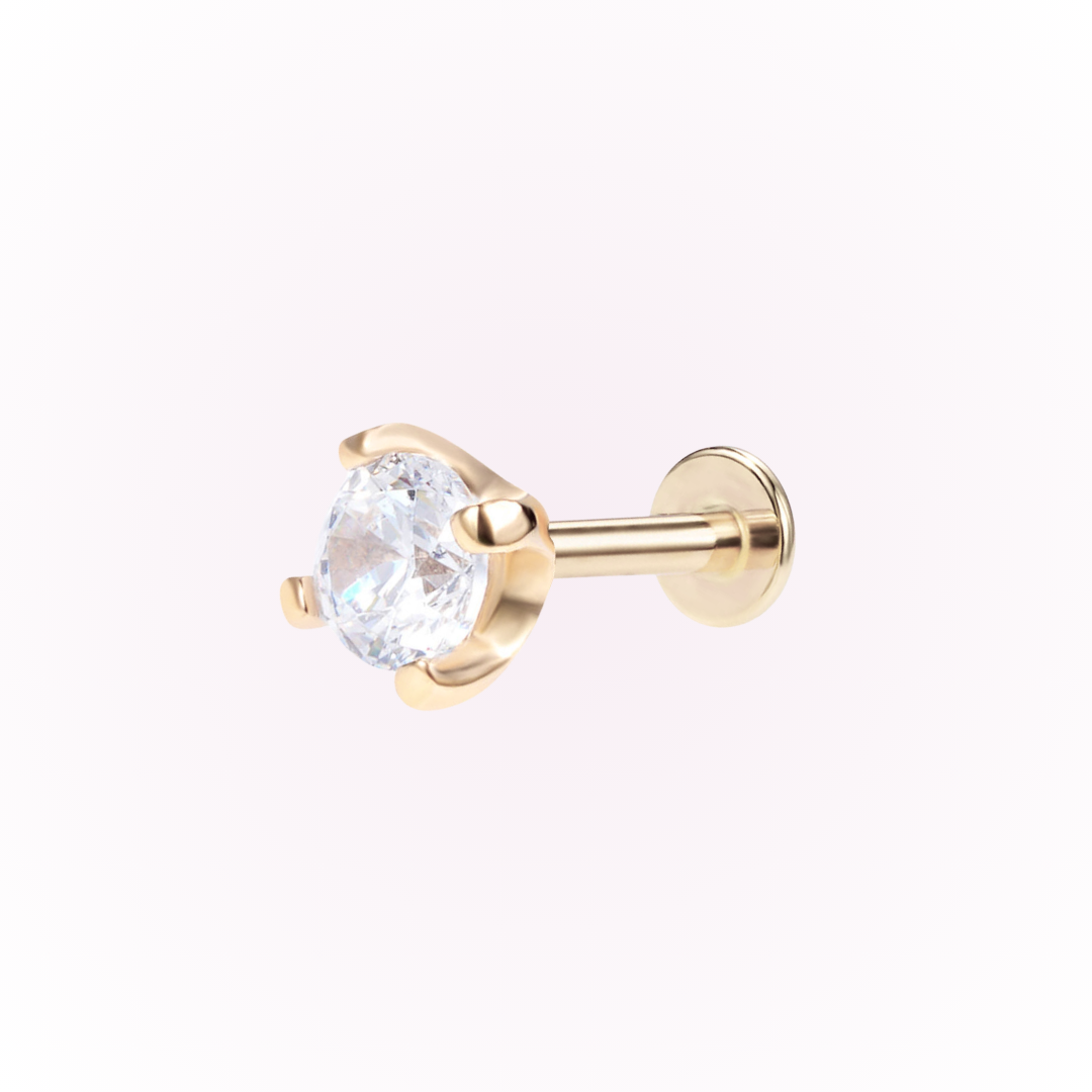 April – Cubic Zirconia Prong Set Threadless Flat Back Stud