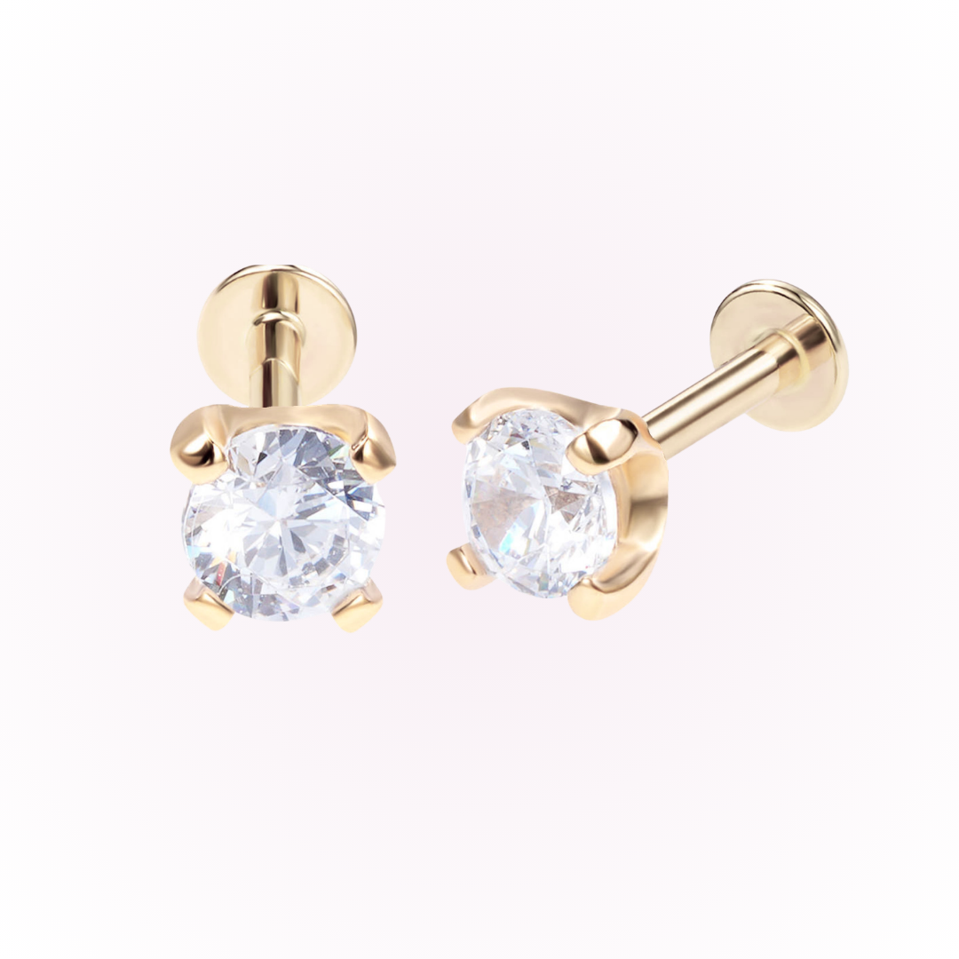 April – Cubic Zirconia Prong Set Threadless Flat Back Stud