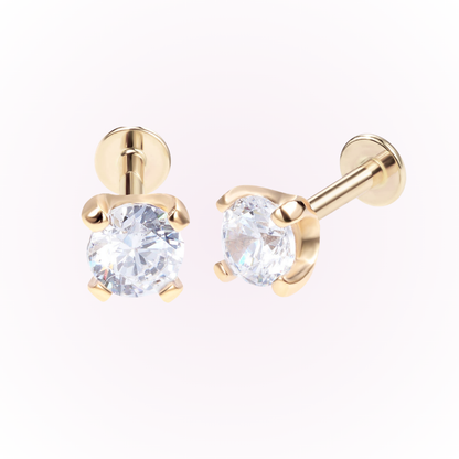 April – Cubic Zirconia Prong Set Threadless Flat Back Stud