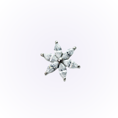 Order – Marquise Flower Cubic Zirconia Threadless Flat Back Stud