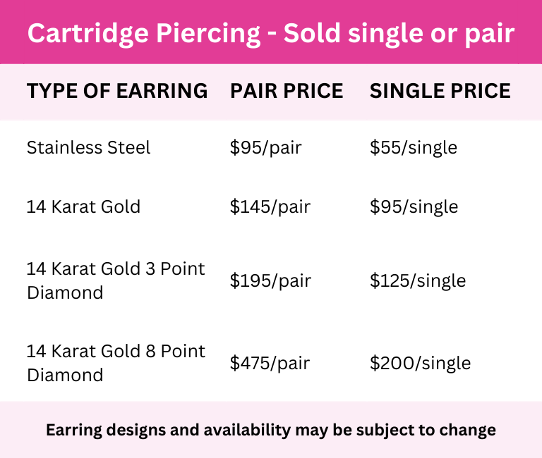 The piercing 2025 shop prices