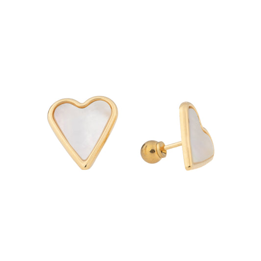 "Ethereal Heart" – Gold-Plated Abalone Heart Stud