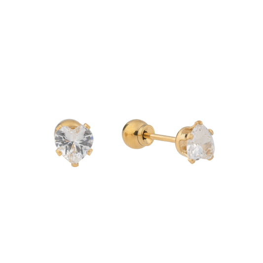 Heartfelt – Gold Plated Stainless Steel CZ Stud