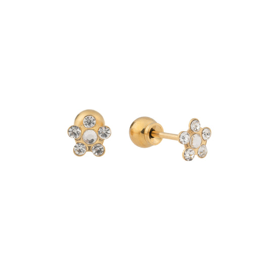 Classic Daisy – Gold Plated Stainless Steel CZ Stud