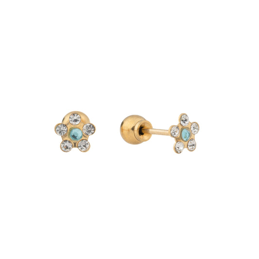 Azure Blossom – Gold Plated Stainless Steel CZ Daisy Stud
