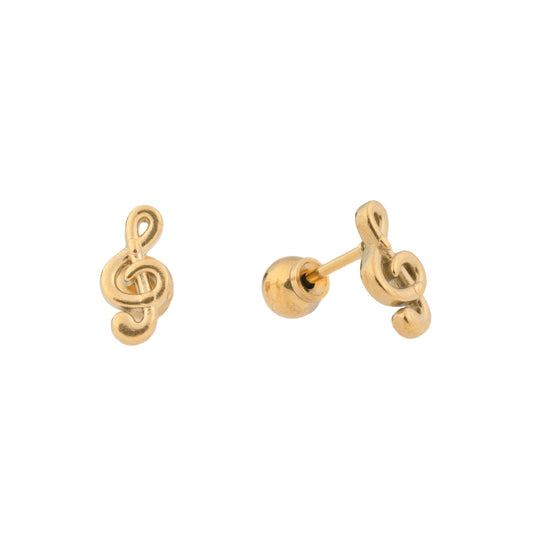 "Melody" – 9mm Gold-Plated Treble Clef Stud
