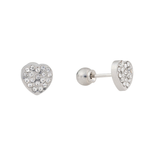 Heartfelt Sparkle – Stainless Steel Cluster CZ Stud