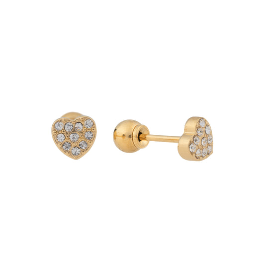 Cherish – Gold Plated Stainless Steel Heart Cluster CZ Stud