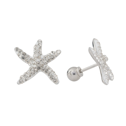 Seabright Star - Large Starfish White Enamel with embedded czs