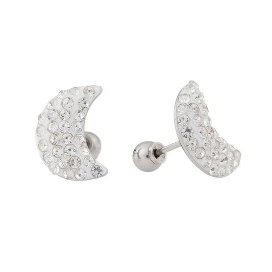 Lunar Light - Large Moon White Enamel with embedded czs