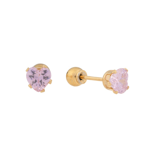 Blush – Gold Plated Stainless Steel Pink CZ Heart Stud