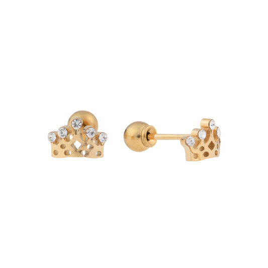 Royal Sparkle – Gold Plated Stainless Steel Crown Stud