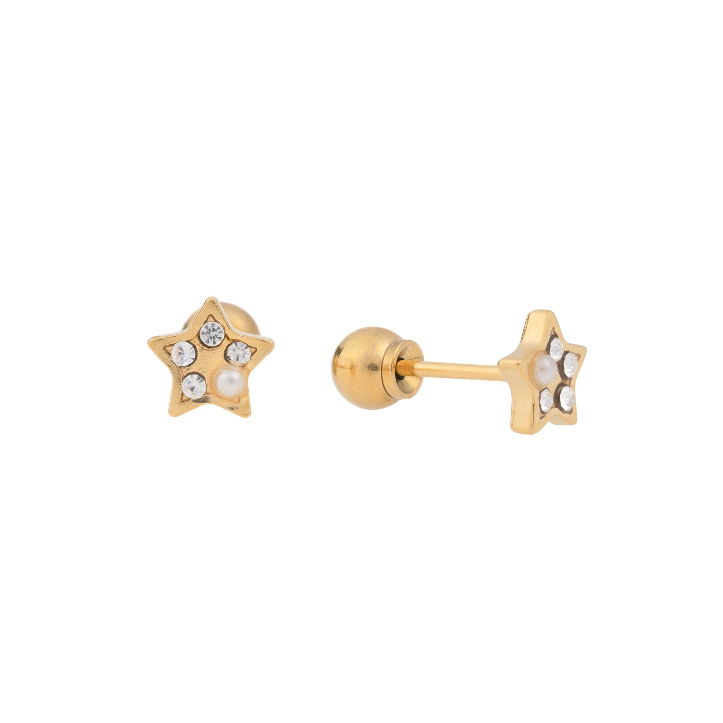 Celeste Pearl - Star clear and pearl embedded czs