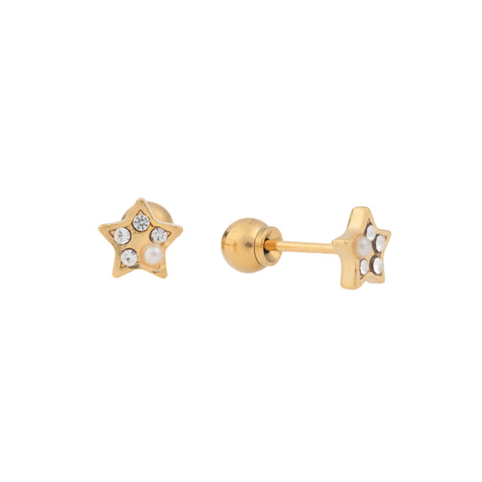 Celeste Pearl - Star clear and pearl embedded czs